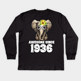 Awesome since 1936 84 Years Old Bday Gift 84th Birthday Kids Long Sleeve T-Shirt